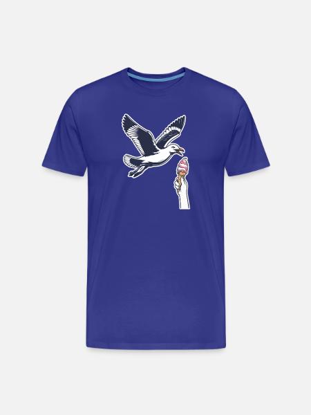 Lustige Möwe Stiehlt Eiscreme - Men's Premium Organic T-Shirt - royal blue