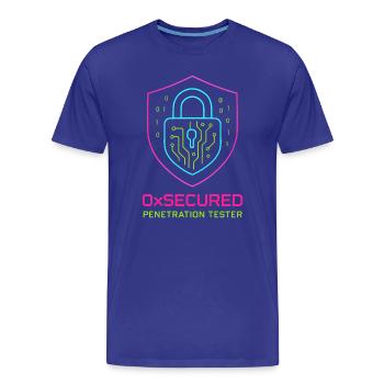 Bouclier 0xSécurisé testeur d'intrusion cyber - T-shirt bio Premium Homme - bleu roi - Devant - Damien (186cm)