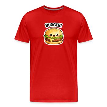 Kawaii Burger Maskottchen Jubel - Männer Premium Bio T-Shirt - Rot - Vorne - Damien (186cm)