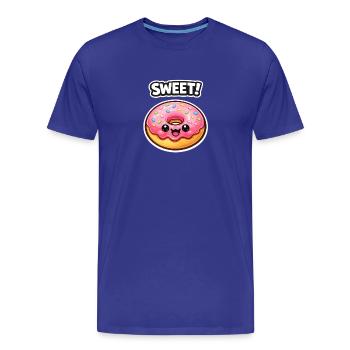 Kawaii Donut Pink Frosting - Men's Premium Organic T-Shirt - royal blue - Front - Damien (186cm)