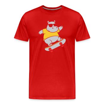 Cooles Nilpferd Skater Skateboard Vektor - Männer Premium Bio T-Shirt - Rot - Vorne - Damien (186cm)