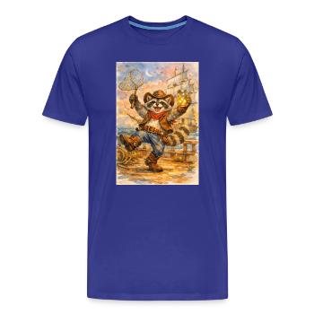 Raccoon cowboy with firefly jar - Men's Premium Organic T-Shirt - royal blue - Front - Damien (186cm)