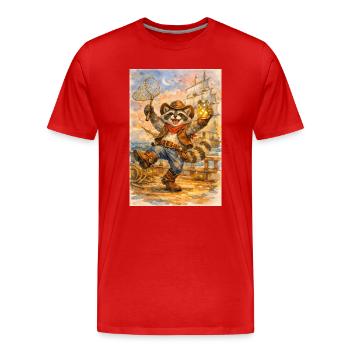 Cowboy raton laveur avec bocal de lucioles - T-shirt bio Premium Homme - rouge - Devant - Damien (186cm)