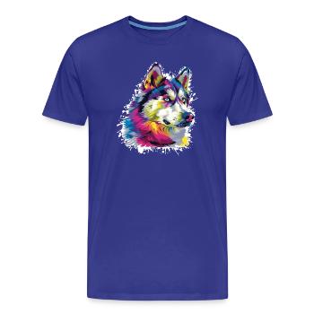 Art animalier de loup - T-shirt bio Premium Homme - bleu roi - Devant - Damien (186cm)