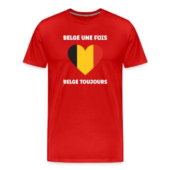Belgian Heart Tricolor - Men's Premium Organic T-Shirt - red - Front - Damien (186cm)