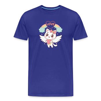Rainbow Love Geflügelte Katze - Männer Premium Bio T-Shirt - Königsblau - Vorne - Damien (186cm)