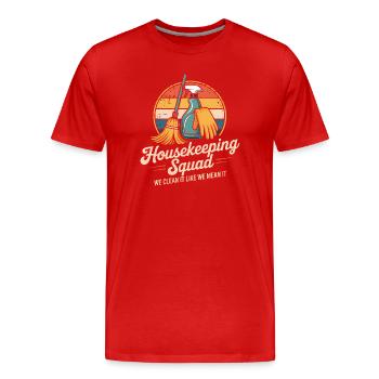 Lustiges Putzen Design - Männer Premium Bio T-Shirt - Rot - Vorne - Damien (186cm)