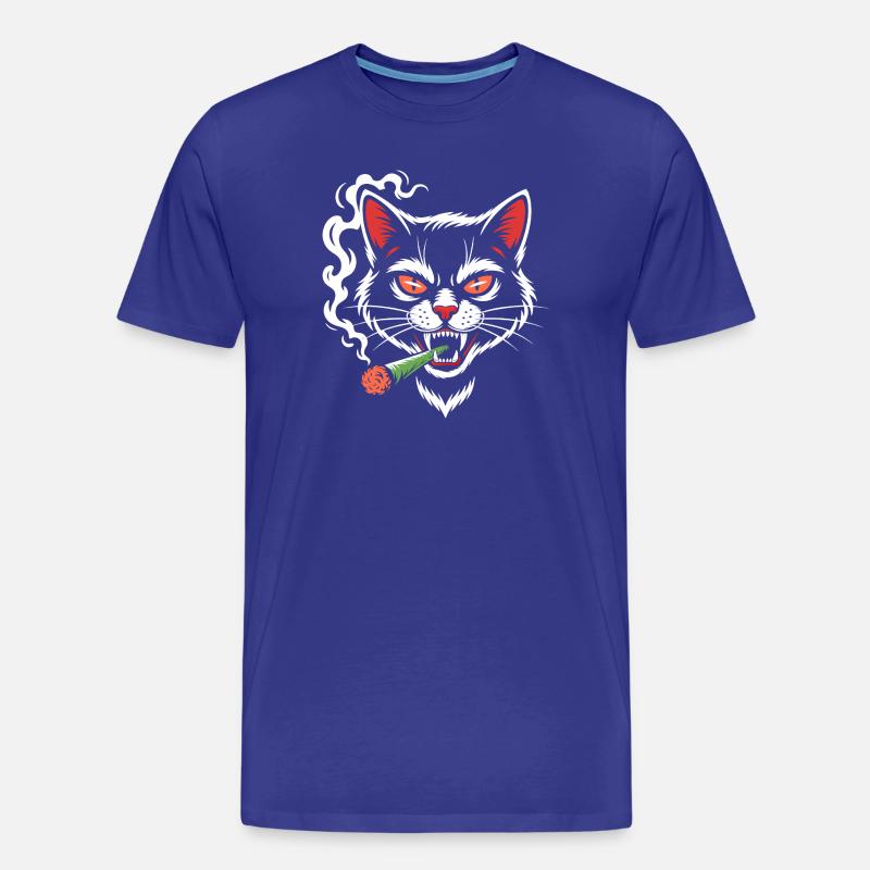 Wütige Katze mit Joint - Männer Premium Bio T-Shirt - Königsblau