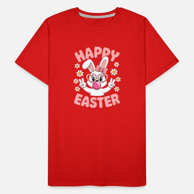 Happy Easter Cute Easter Bunny with Glasses Men's Premium Organic T-Shirt