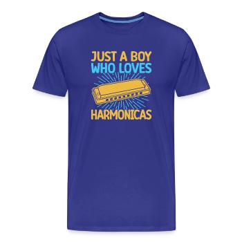 Funny Harmonica Player Just A Boy Who Loves - Men's Premium Organic T-Shirt - royal blue - Front - Damien (186cm)