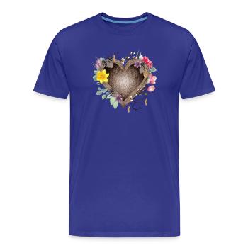 Herzförmiges Vogelnest mit Frühlingsblüten - Männer Premium Bio T-Shirt - Königsblau - Vorne - Damien (186cm)