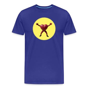 Hugging Heart Action Figure (Jagged Badge) - Men's Premium Organic T-Shirt - royal blue - Front - Damien (186cm)