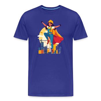 Construction heroine heroine of the construction site construction worker motif - Men's Premium Organic T-Shirt - royal blue - Front - Damien (186cm)