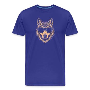 Loup d’été avec des lunettes de soleil - T-shirt bio Premium Homme - bleu roi - Devant - Damien (186cm)