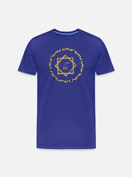 Geometric gold logo with pattern frame - Men's Premium Organic T-Shirt - royal blue