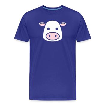 Mignonne Tête de Vache Visage Vector de la BD - T-shirt bio Premium Homme - bleu roi - Devant - Damien (186cm)