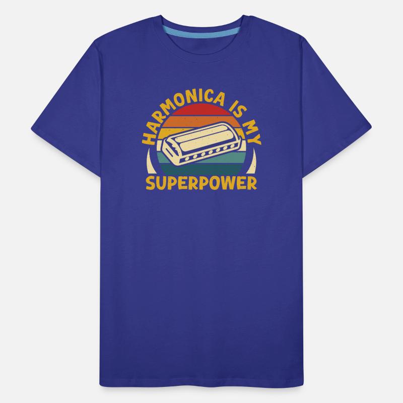 Harmonica drôle est mon super-pouvoir harmonica T-shirt bio Premium Homme