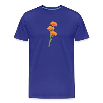 Orange Gerbera Trio - Men's Premium Organic T-Shirt - royal blue - Front - Damien (186cm)