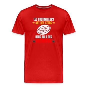 Rugby Guerriers vs Stars - T-shirt bio Premium Homme - rouge - Devant - Damien (186cm)
