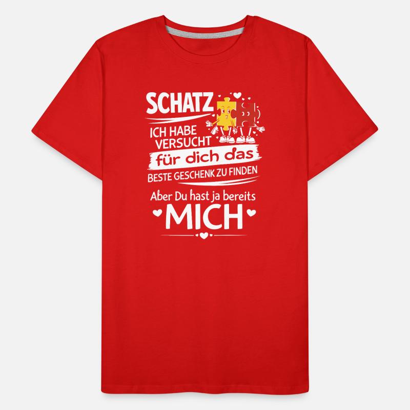Schatz Geschenk Spruch Puzzleherz Männer Premium Bio T-Shirt