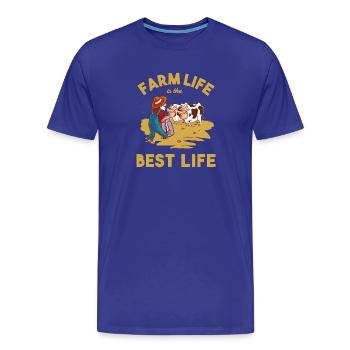 La vie à la ferme est la meilleure vie – Design drôle de fermier - T-shirt bio Premium Homme - bleu roi - Devant - Damien (186cm)