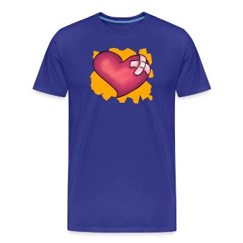 Patched Heart - Men's Premium Organic T-Shirt - royal blue - Front - Damien (186cm)