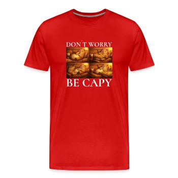 Ne vous inquiétez pas, motif pizza capybara - T-shirt bio Premium Homme - rouge - Devant - Damien (186cm)