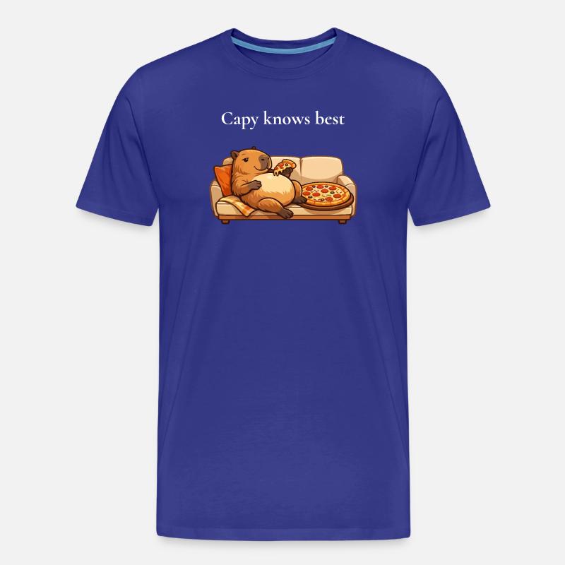 Capybara Mit Pizza Auf Sofa - Männer Premium Bio T-Shirt - Königsblau