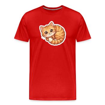 Écharpe douillette orange pour chat - T-shirt bio Premium Homme - rouge - Devant - Damien (186cm)