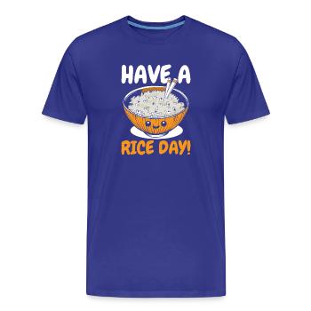 Un amateur de riz qui dit - Bonne journée de riz - T-shirt bio Premium Homme - bleu roi - Devant - Damien (186cm)