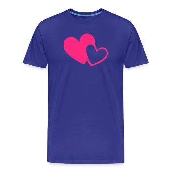 Cadeau de la Saint-Valentin en cœur rose rose - T-shirt bio Premium Homme - bleu roi - Devant - Damien (186cm)