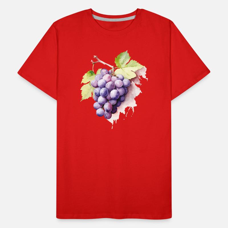 Grappe d’aquarelle de raisins T-shirt bio Premium Homme