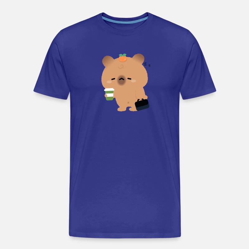 Müde Capybara mit Kaffee - Männer Premium Bio T-Shirt - Königsblau