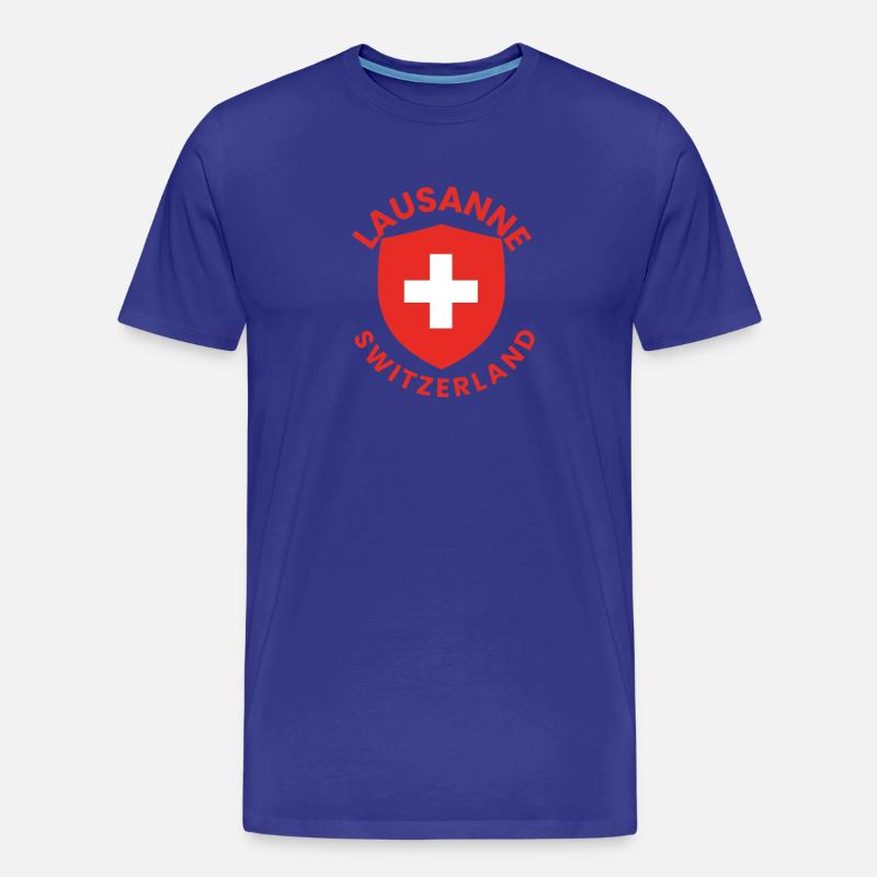 Lausanner Schild mit Schweizer Flagge - Männer Premium Bio T-Shirt - Königsblau