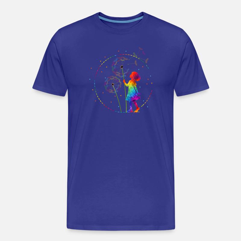 Regenbogen Mädchen mit Pusteblume - Männer Premium Bio T-Shirt - Königsblau