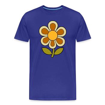 70s flower pattern retro flowerpower - Men's Premium Organic T-Shirt - royal blue - Front - Damien (186cm)
