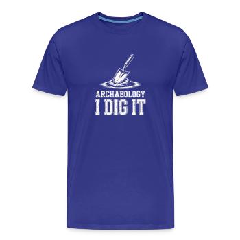 Archéologie Je le creuse Tee - T-shirt bio Premium Homme - bleu roi - Devant - Damien (186cm)
