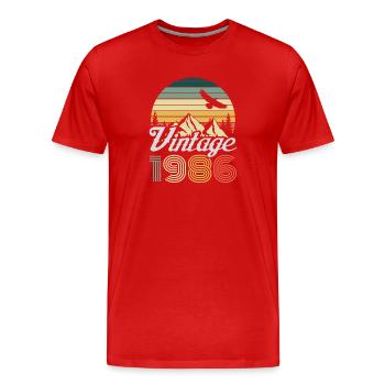 Vintage 1986 Mountain Landscape - Men's Premium Organic T-Shirt - red - Front - Damien (186cm)