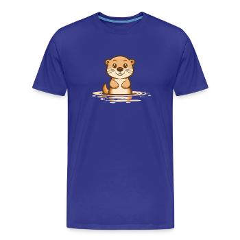 otter coming out of the water - Men's Premium Organic T-Shirt - royal blue - Front - Damien (186cm)