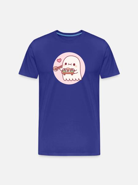 Cute Little Ghost Loves Sushi Rolls - Men's Premium Organic T-Shirt - royal blue