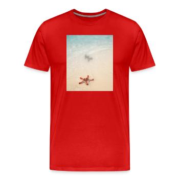 L’amour sur la plage et les étoiles de mer - T-shirt bio Premium Homme - rouge - Devant - Damien (186cm)