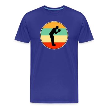 Bowler Retro Silhouette Vintage Sunset Bowling Gif - Men's Premium Organic T-Shirt - royal blue - Front - Damien (186cm)