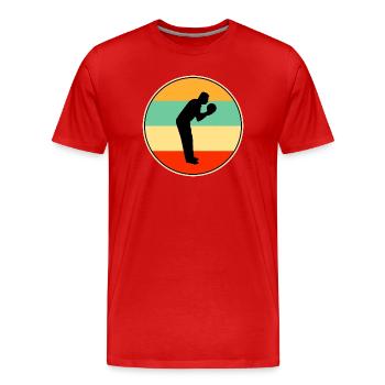 Gif de bowling Vintage Sunset Silhouette Bowler Bowler Rétro - T-shirt bio Premium Homme - rouge - Devant - Damien (186cm)