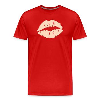  Lippen Silhouette  - Männer Premium Bio T-Shirt - Rot - Vorne - Damien (186cm)