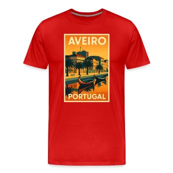 Aveiro Portugal – Retro Reiseposter Kanäle - Männer Premium Bio T-Shirt - Rot - Vorne - Damien (186cm)