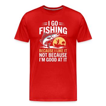 Ich gehe angeln: Weil es mir gefällt - Männer Premium Bio T-Shirt - Rot - Vorne - Damien (186cm)