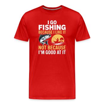 Ich gehe angeln, weil es mir gefällt. - Männer Premium Bio T-Shirt - Rot - Vorne - Damien (186cm)