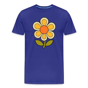 70s flower pattern retro flowerpower - Men's Premium Organic T-Shirt - royal blue - Front - Damien (186cm)