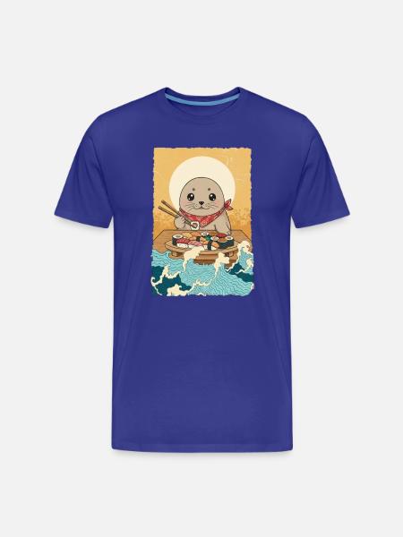 Kawaii Seal North Sea Sushi - Men's Premium Organic T-Shirt - royal blue
