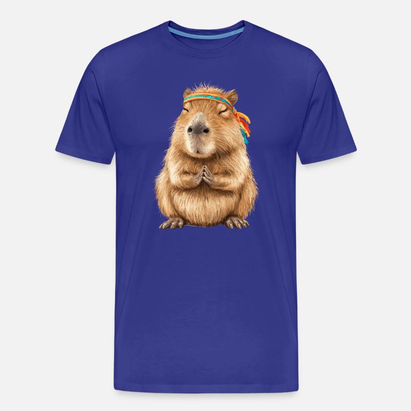 Capybara in Meditationspose mit Stirnband - Männer Premium Bio T-Shirt - Königsblau